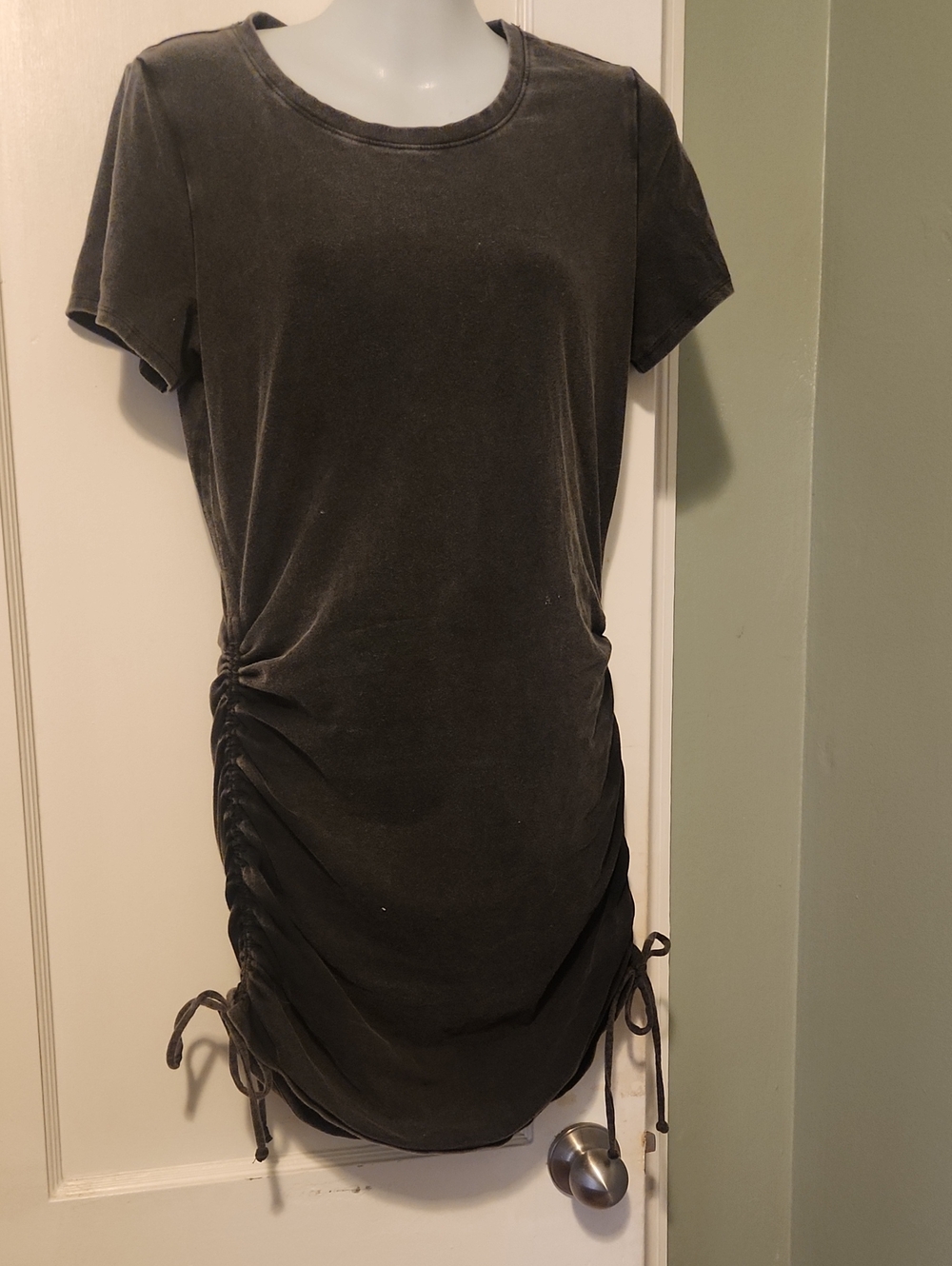 Women's Charcoal Ruched Side Tee Sleep Shirt